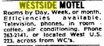 Westside Motel - Apr 30 1976 Ad (newer photo)